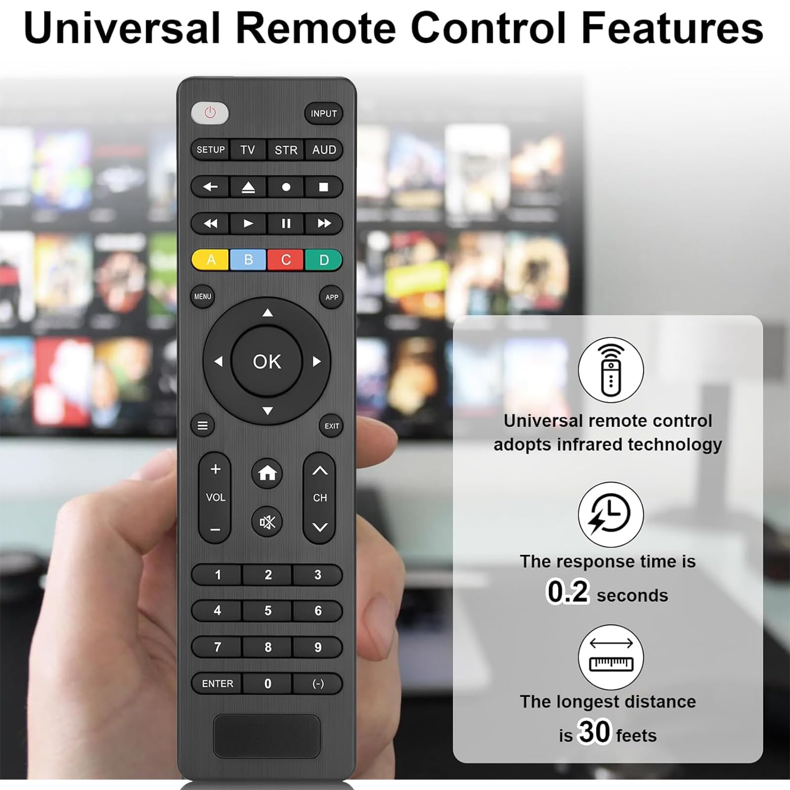 Télécommande universelle compatible avec Samsung/LG/Sony/Vizio/Hisense/T'CL/Insignia/Toshiba/JVC/Philips/Sanyo/Onn/Sharp/RCA/Element/Westinghouse/Emerson et lecteurs DVD/Blu-ray