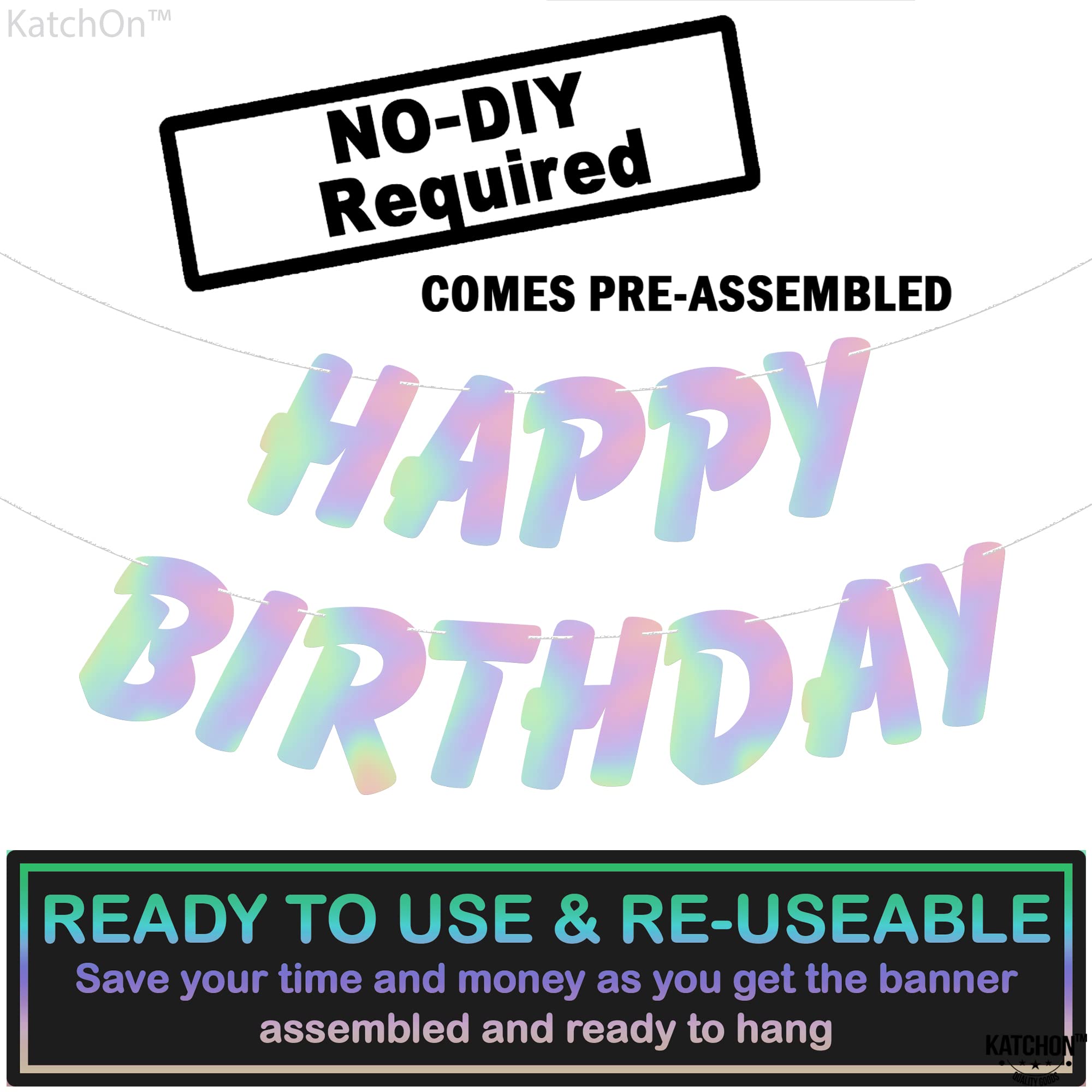 Snapklik.com : Iridescent Happy Birthday Banner Prestrung - 10 Feet  Holographic Happy Birthday Sign For Iridescent Party Decorations Happy Birthday  Decorations For Women, image size:2000x2000