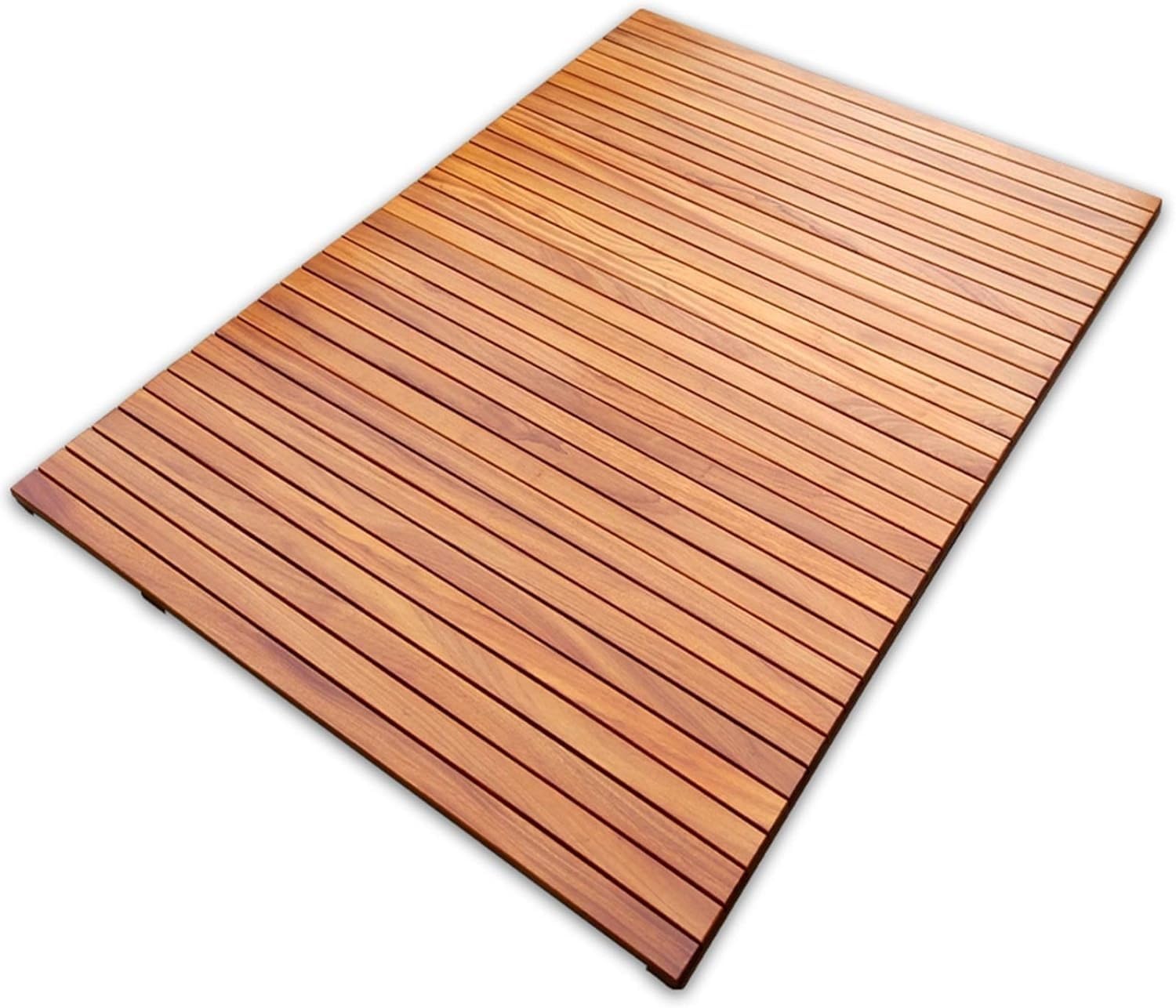 BHGFYXBS Wood Shower Bath Mat Non-Slip Foot Pedal Bathroom Sauna Waterproof Drain Pad Customizable Size,A-70x90cm