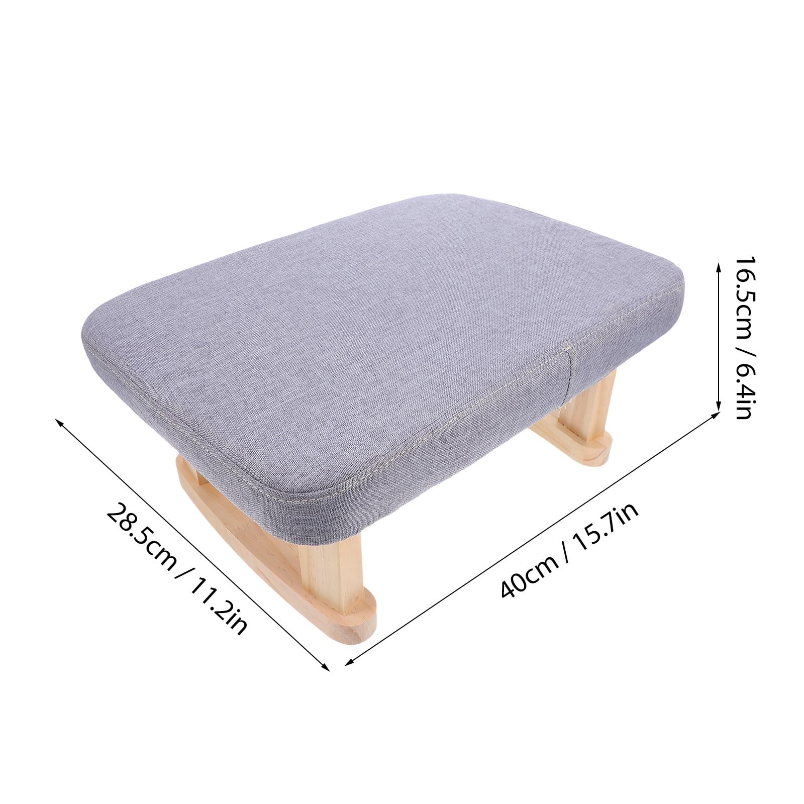 NOLITOY Taburete Pequeño de Madera Maciza Asiento Tapizado en Tela Gris, Reposapiés Multifuncional para Cambiar Zapatos, Meditación y Yoga, Portátil y Compacto para Hogar y Oficina
