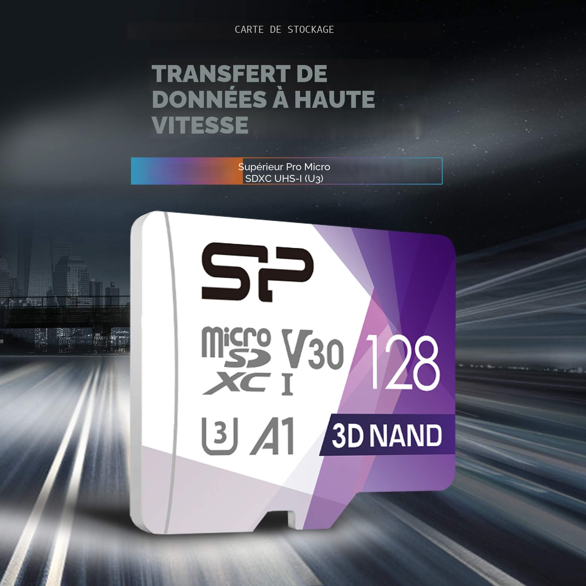 SP Silicon Power Carte mémoire microSDXC UHS-3 128 Go FBE-SU128GBSTXDU3V20EU