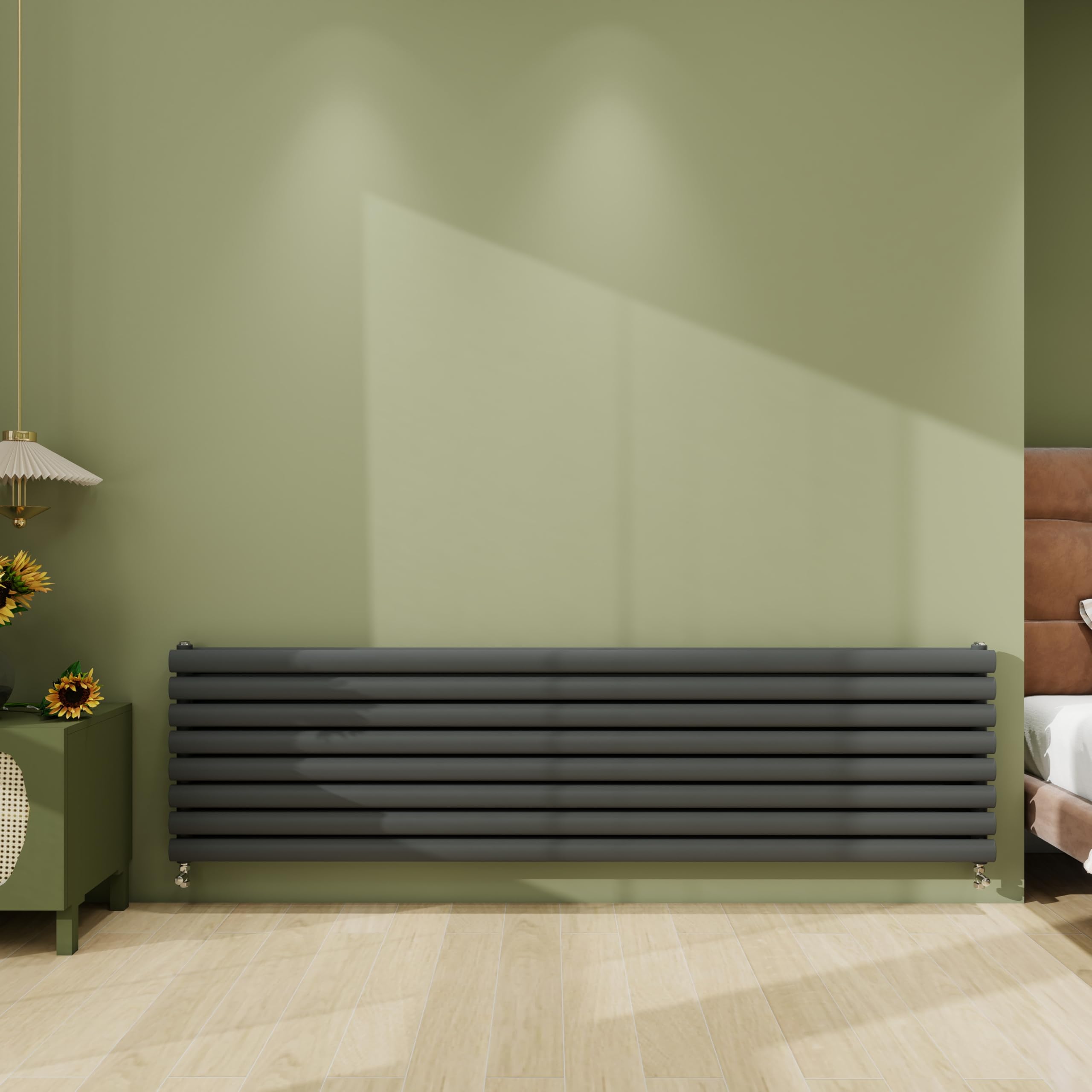 Biubiubath Designer Radiator Horizontal 472x1800mm Anthracite Oval Column Central Heating Radiator