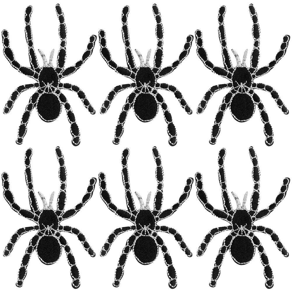 Luxylei Spider Embroidered Patch 6Pcs Animal Iron On Sew On Applique Decorative Repair Patch For Clothes Backpacks Caps