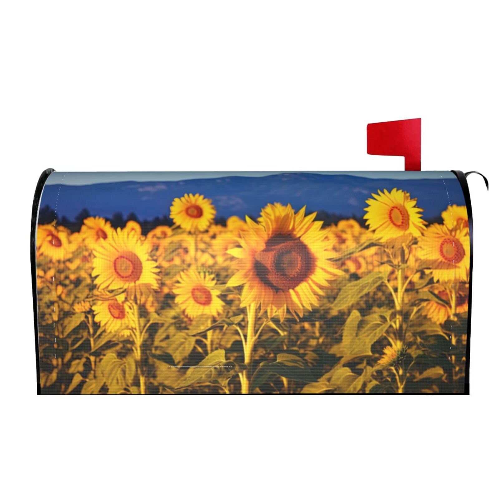 Mountain Full of Sunflowers 02 Mailbox Covers Magnetic Wraps Post Letter Box Cover Garden Home Decor