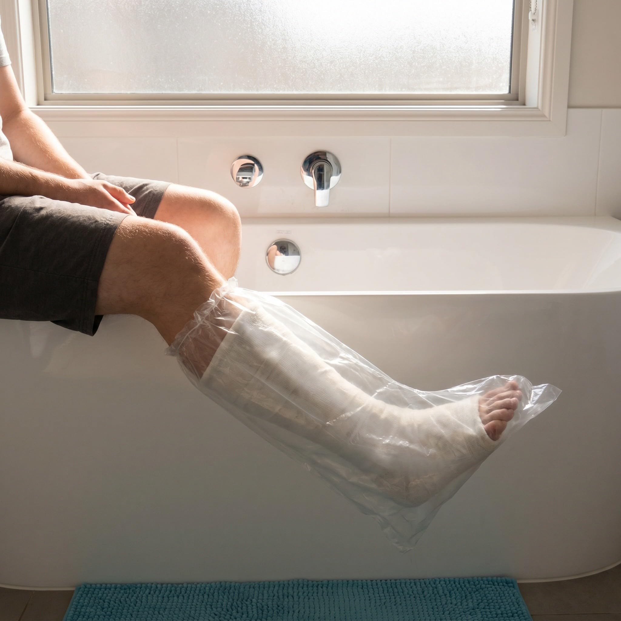 Veemoon 25 paia di coperture per doccia per gesso alla gamba, protezioni impermeabili per gesso alla gamba e caviglia, fasce protettive riutilizzabili per interventi chirurgici, bagno o igiene