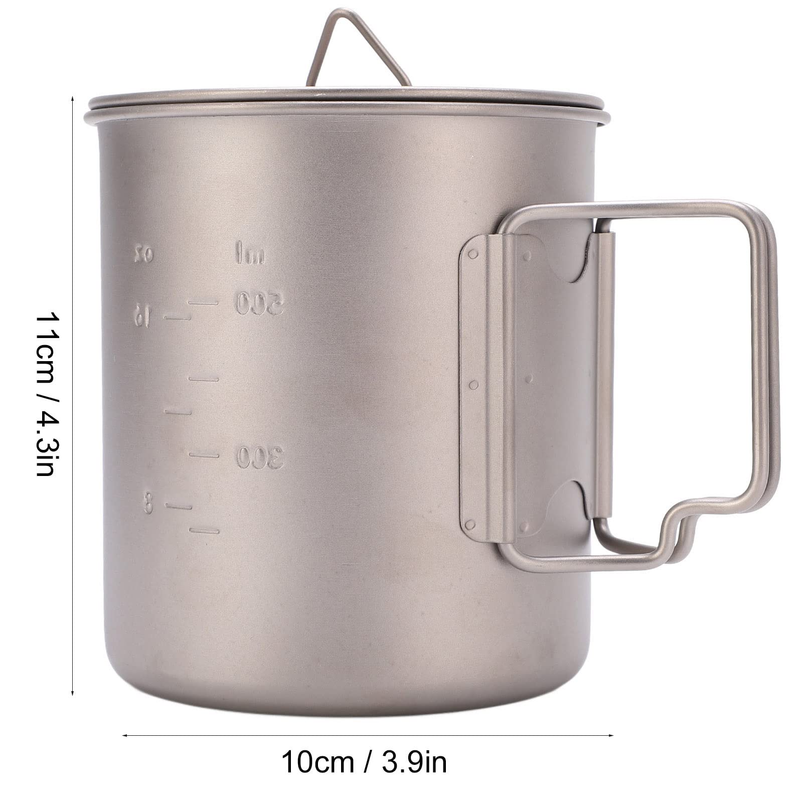 FOUF Titan-Becher, 750 Ml, Outdoor-Wand-Isolierbecher, Campingbecher mit Klappbaren Griffen und Deckel, Edelstahl-Design, Tragbarer Camping-Titan-Topf für Outdoor-Camping, Wandern, Rucksackreisen