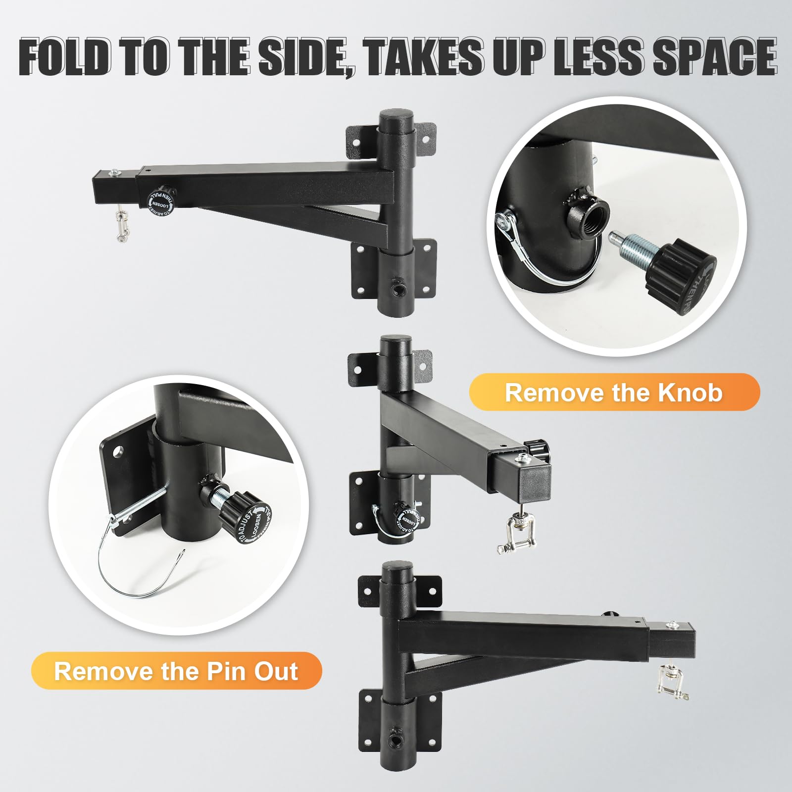 Soporte Saco Boxeo, Longitud Ajustable (43-63cm), Rotación 180° para Plegable, para Gimnasio en Casa, Interior Y Exterior, Ejercicio de Boxeo
