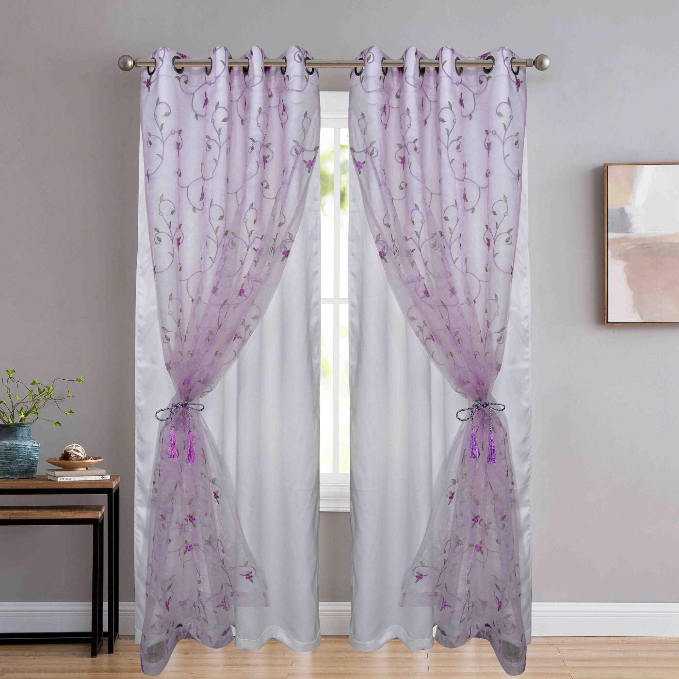 Dashing Fabrics Polyester Floral Embroidery Door Curtains for Living Room/Bedroom (9 Feet, Pink Embroidery + White Blackout) Set of 2 (B09LXZLVZC) Amazon Price History, Amazon Price Tracker