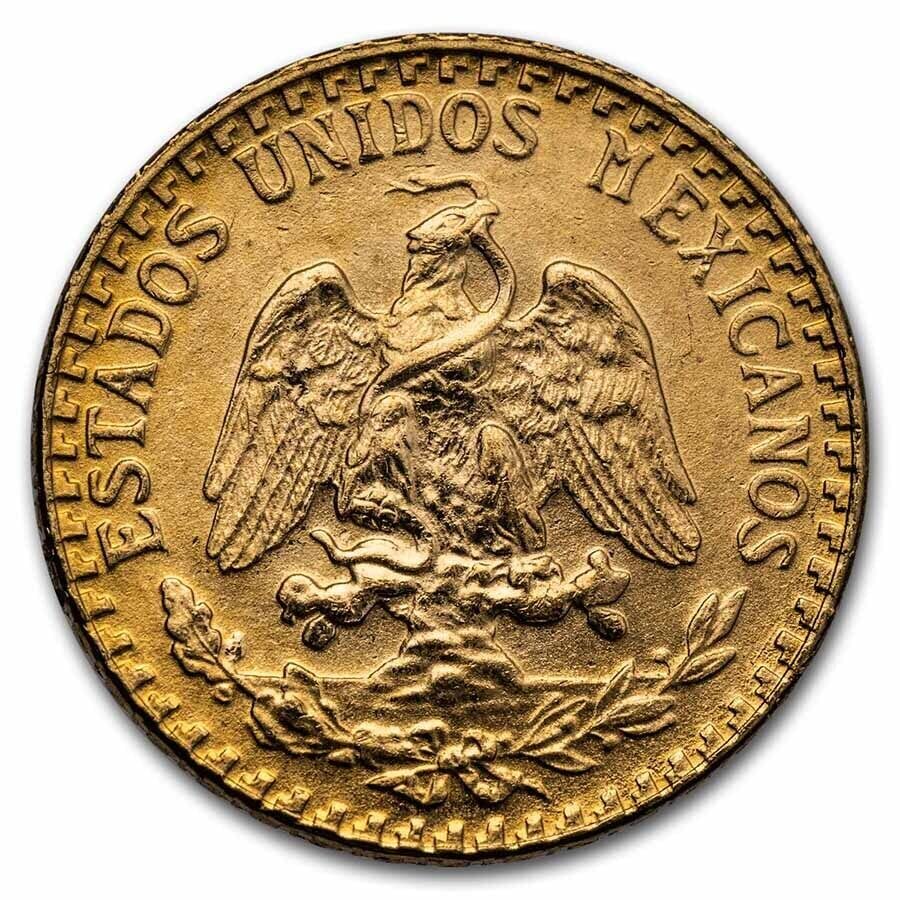 1919-1948 Mo Dos Peso Mexican 90 Percent Gold Coin. A Small