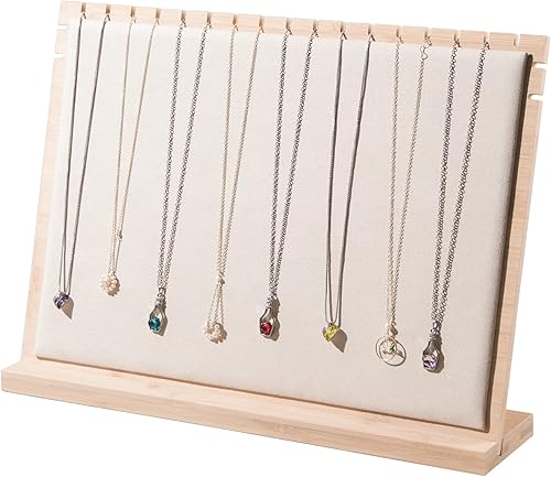 Soporte de Exhibición Grande de Collares de Bambú, Soporte de Joyería de Madera para Collares Colgantes, Organizador de Estante de Joyería de