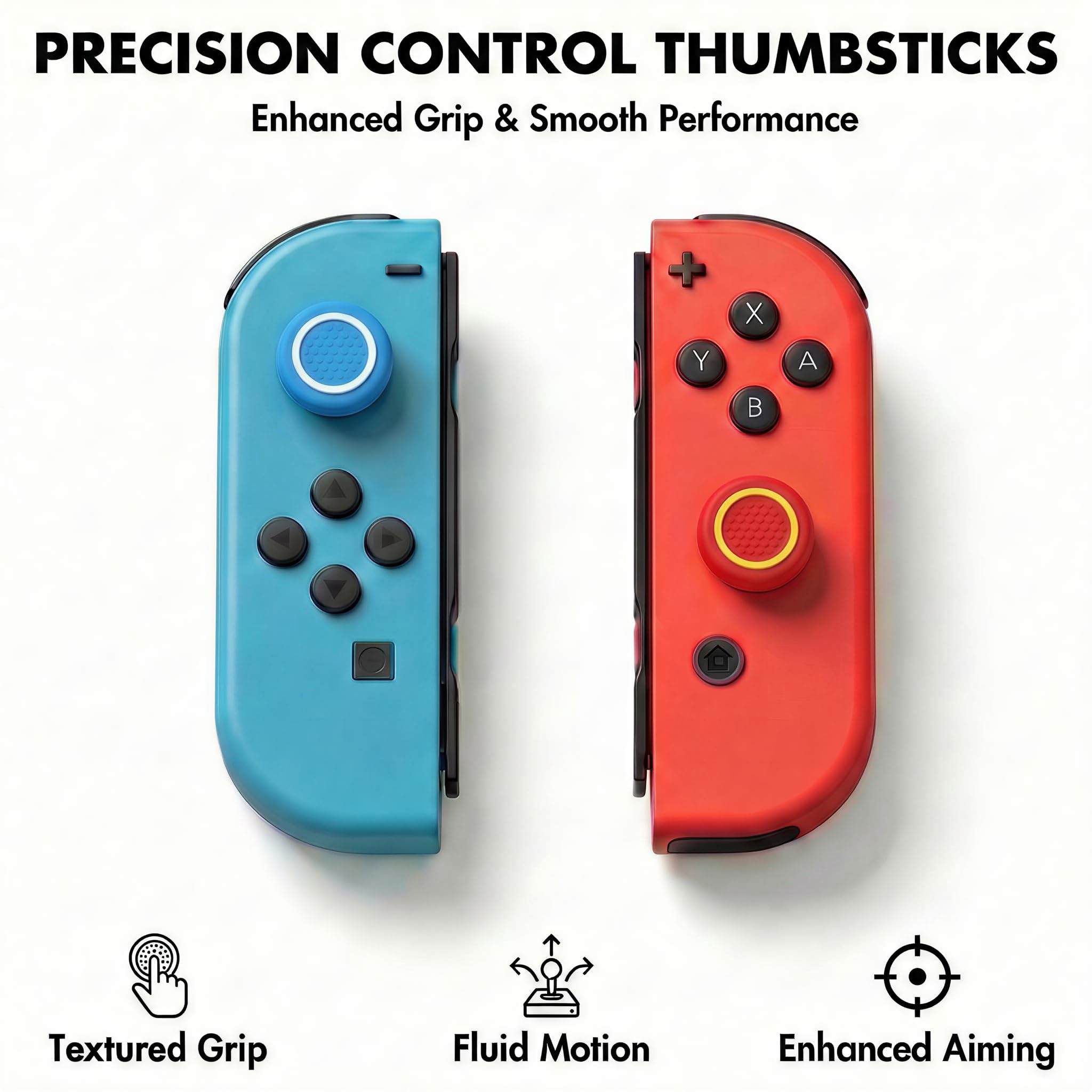 20PCS Optimized Silicone Thumb Grips & Joystick Caps for Nintendo Switch/OLED/Lite JoyCon Controllers Accessories | 10 Colors, Anti-Slip, Anti-Scratch & Enhanced Gaming Experience - 2