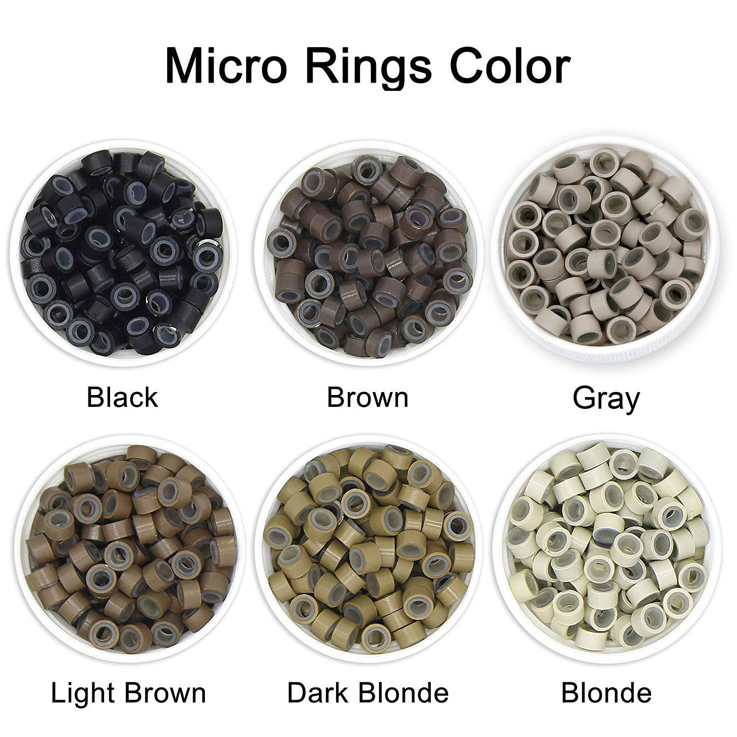Ryalan 1000 Pcs Silicone Micro Link Rings 5mm Lined Beads for Hair Extensions Tool Itip Beads for Feather Hair & Stick I Tip Hair & Micro Loop Hair (Micro Rings 1000Pcs, Black)