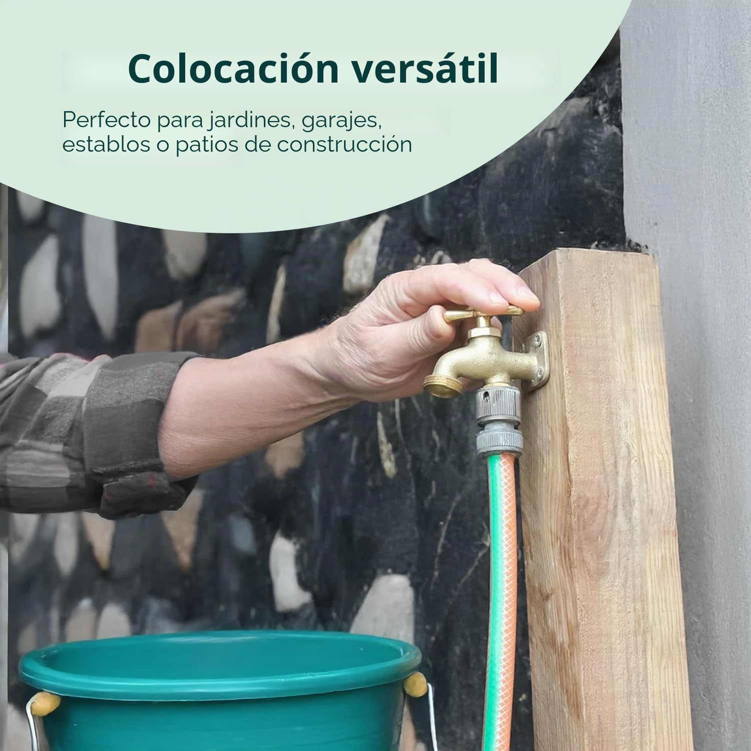 Flatro Grifo de latón para cualquier lugar con rosca de latón ¾ BSP | Grifo exterior con tornillo y tacos de pared | Grifo de jardín exterior de 80 mm x 80 mm x 40 mm Grifo Bib Union | Grifos de latón