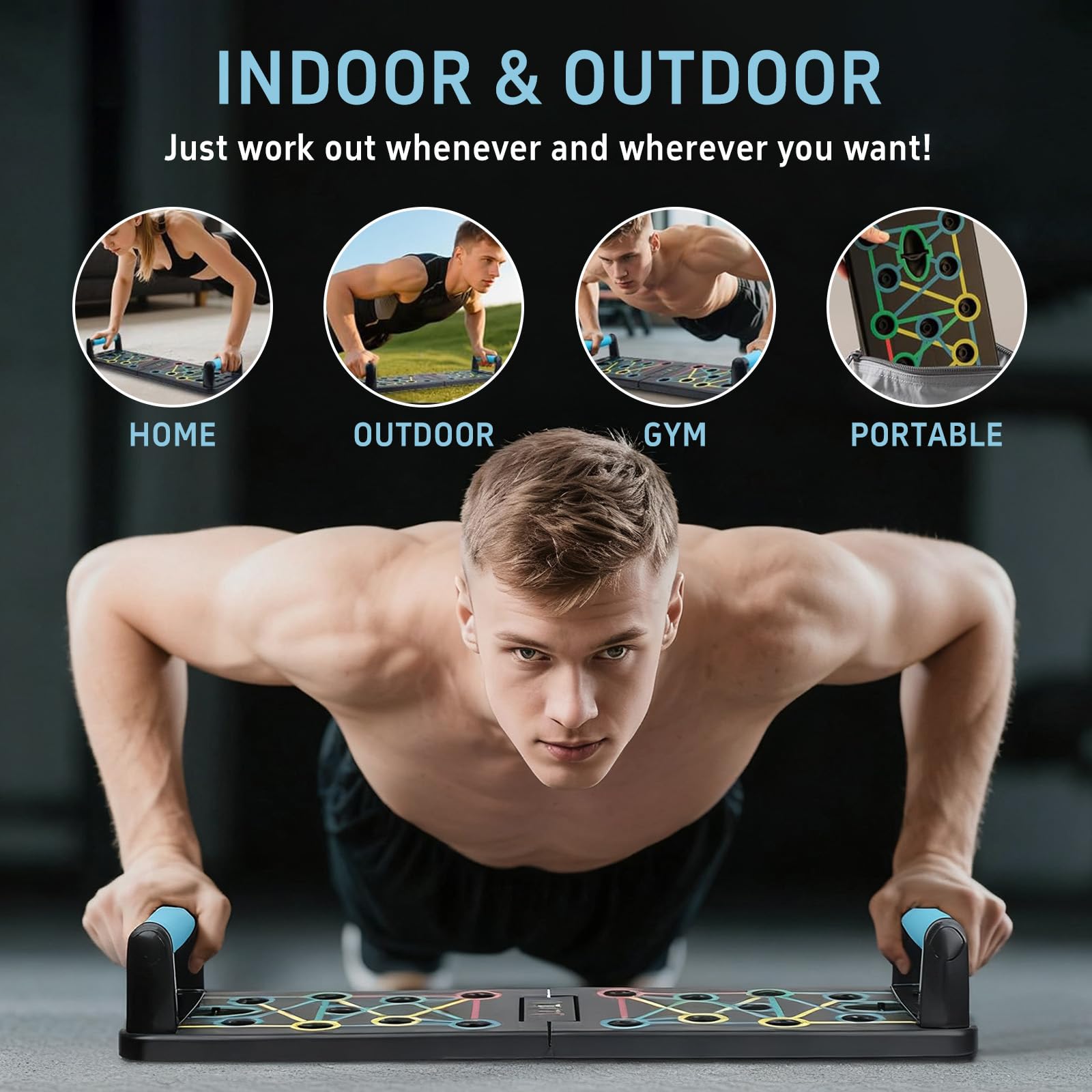 Push up Board Flessioni Attrezzi, Maniglia per Push Up, Push Up Board Pieghevole,con 2 Corde di Trazione,41 posizioni combinate,Digitale per Esercizi a Casa e in Palestra.
