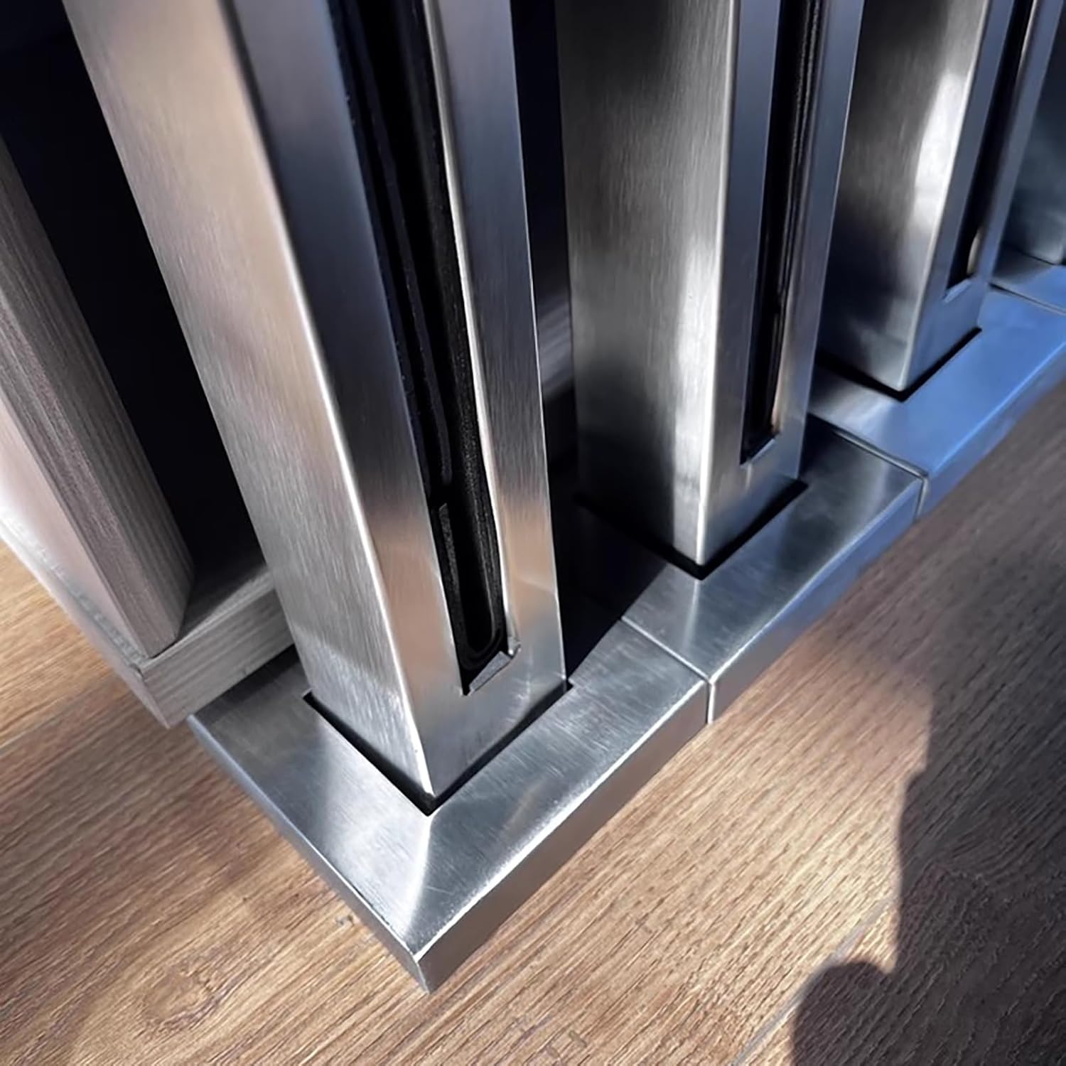 Stainless Steel Balustrade Posts for Decks & Steps - Corner, End, Middle Post System with Expansion Screws & Rubber Gaskets - 70CM Frameless Glass Railing