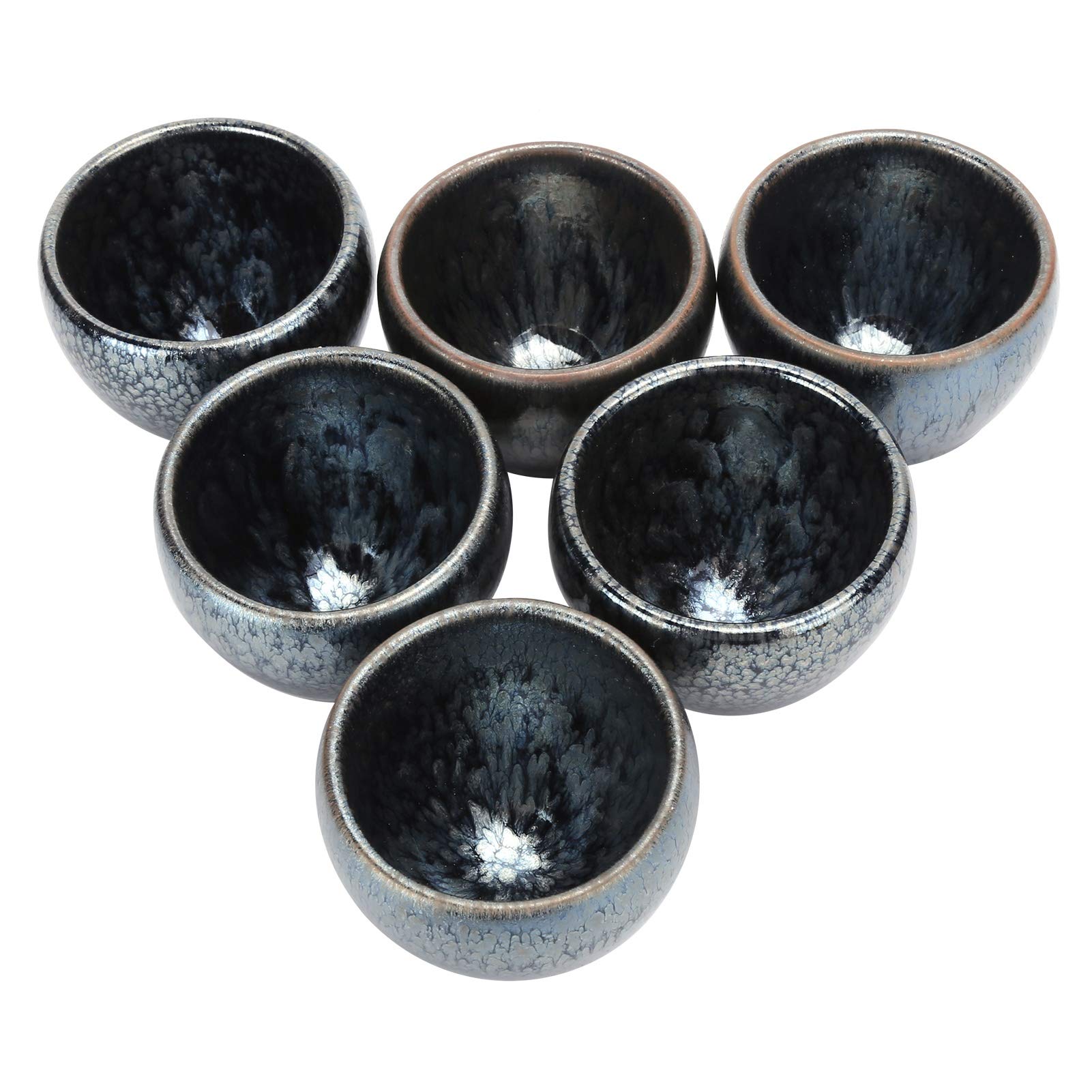 Zestaw Ceramicznych Filiżanek do Herbaty Kubek Ceramiczny 6 Sztuk Tradycyjna Glazurowana Filiżanka 7 X 6,2 Cm do Degustacji Herbaty Kung Fu Kolekcja Wystawowa w Kuchni Domowej (kwiaty)