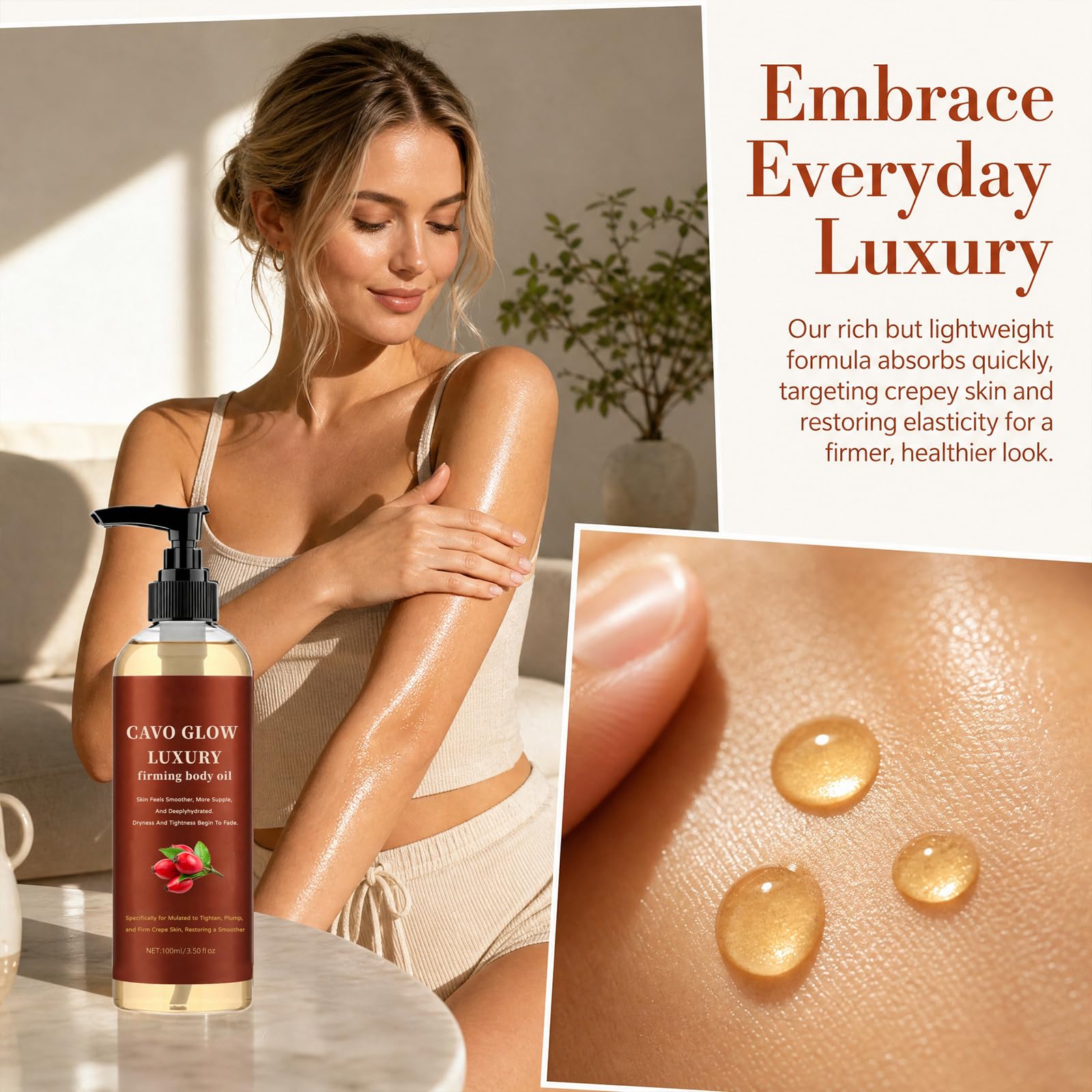Cavo Glow Luxury Firming Body Oil for Crepey Skin