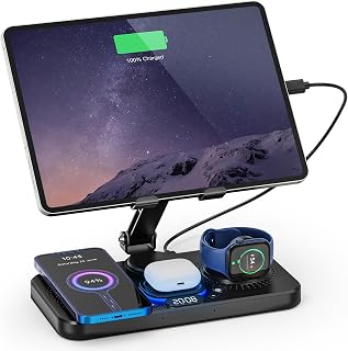 Tablet Ständer mit kabelloser Ladefunktion–4-in-1 Ladestation