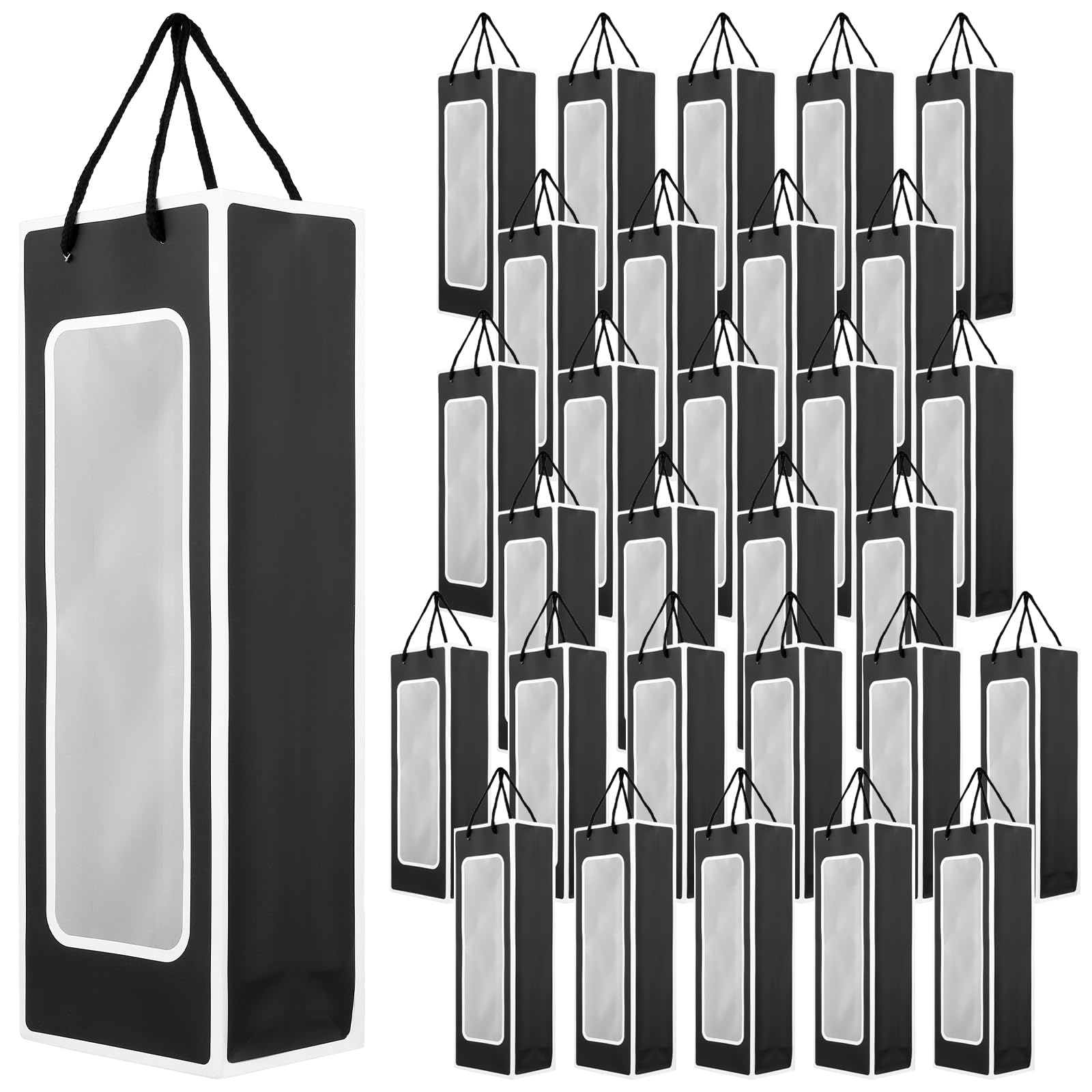 Bolsas de vino negras HONYUET elegantes con ventana para regalos en fiestas de empresa 8