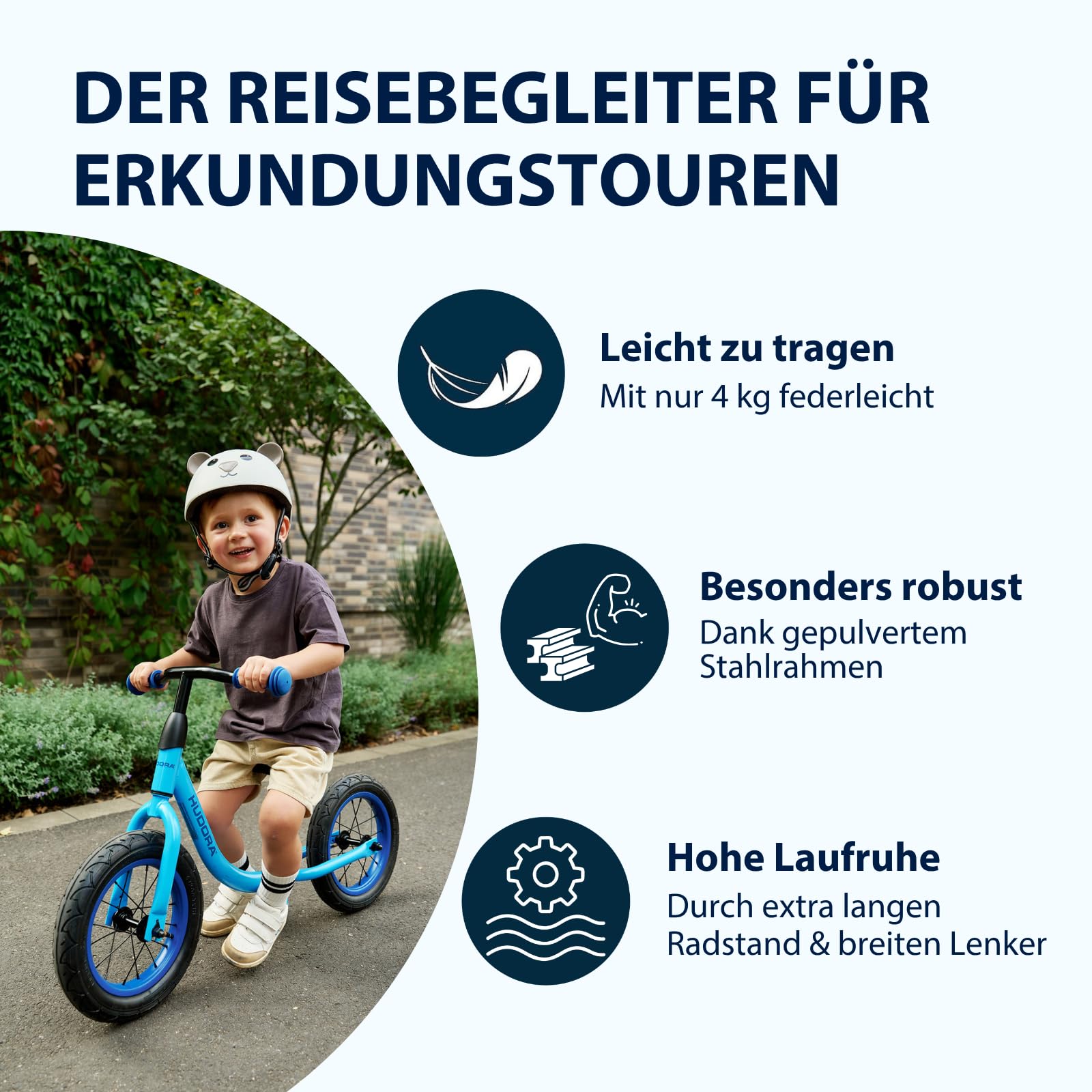 HUDORA Laufrad Up 12,5 Zoll in versch. Farben - Leichtes Lauflernrad - Gleichgewichtsrad mit hoher Kippstabilität - Lauflernspielzeug für Kinder - Kinderspielzeug mit 2 Rädern