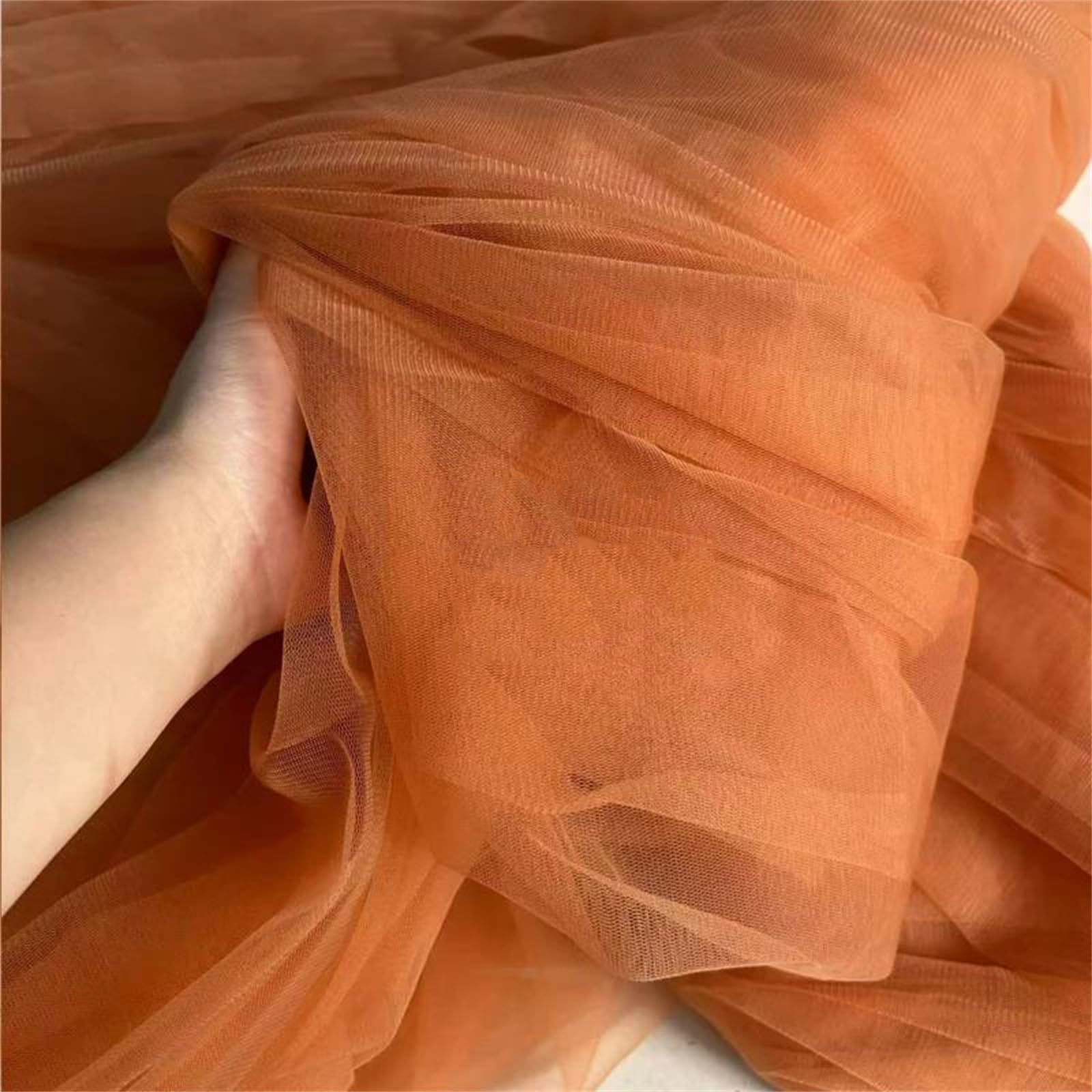 Garza crittografica in Tessuto a Rete Lavorato a Maglia in Tulle Arancione Morbido da 1,6 m for Tende da Cucire e Materiale Decorativo for Indumenti(Chocolate,M)