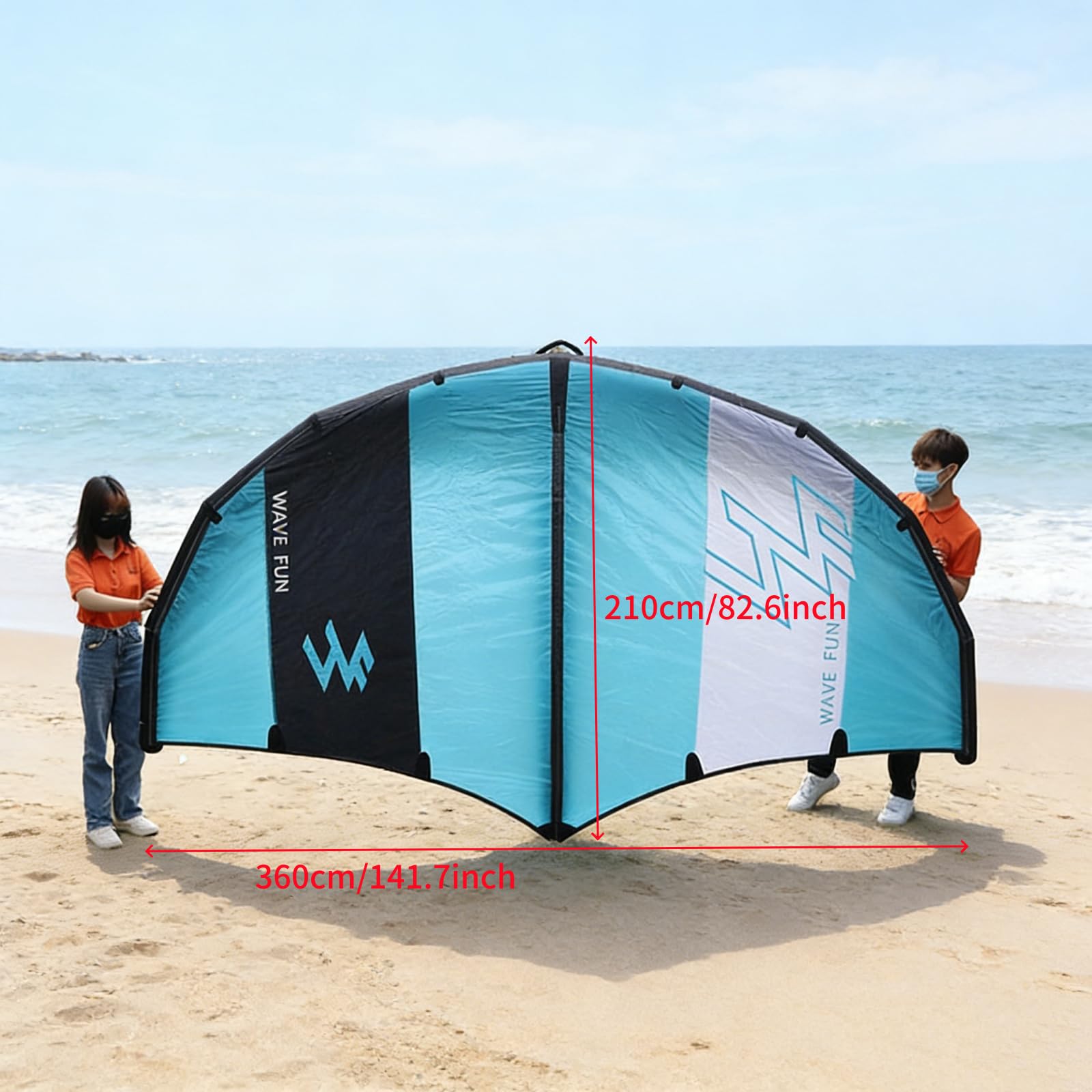 Combinación de Tabla hidroala Inflable y Wing Foil - 358x208 cm Wind Wingfoil, Kit Completo Listo para Usar para Deportes acuáticos, Kitesurf, Surf