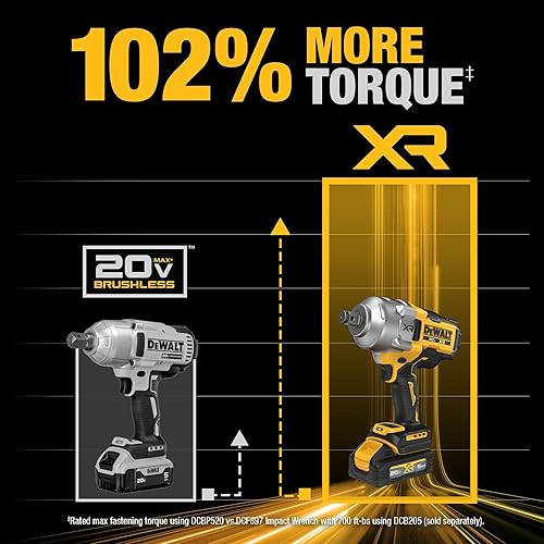 Miniatura 5 de DEWALT Kit de llave de impacto inalámbrica 20V MAX XR de 34 pulgadas con batería POWERSTACK y cargador (DCF964GH1)