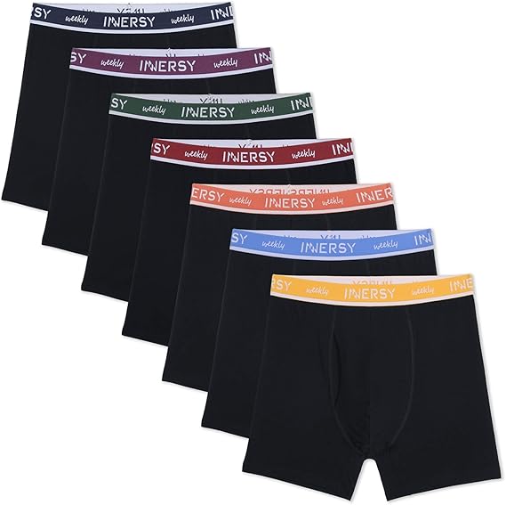 INNERSY Men's Boxer Briefs Cotton Stretchy Underwear 7 Pack for a Week