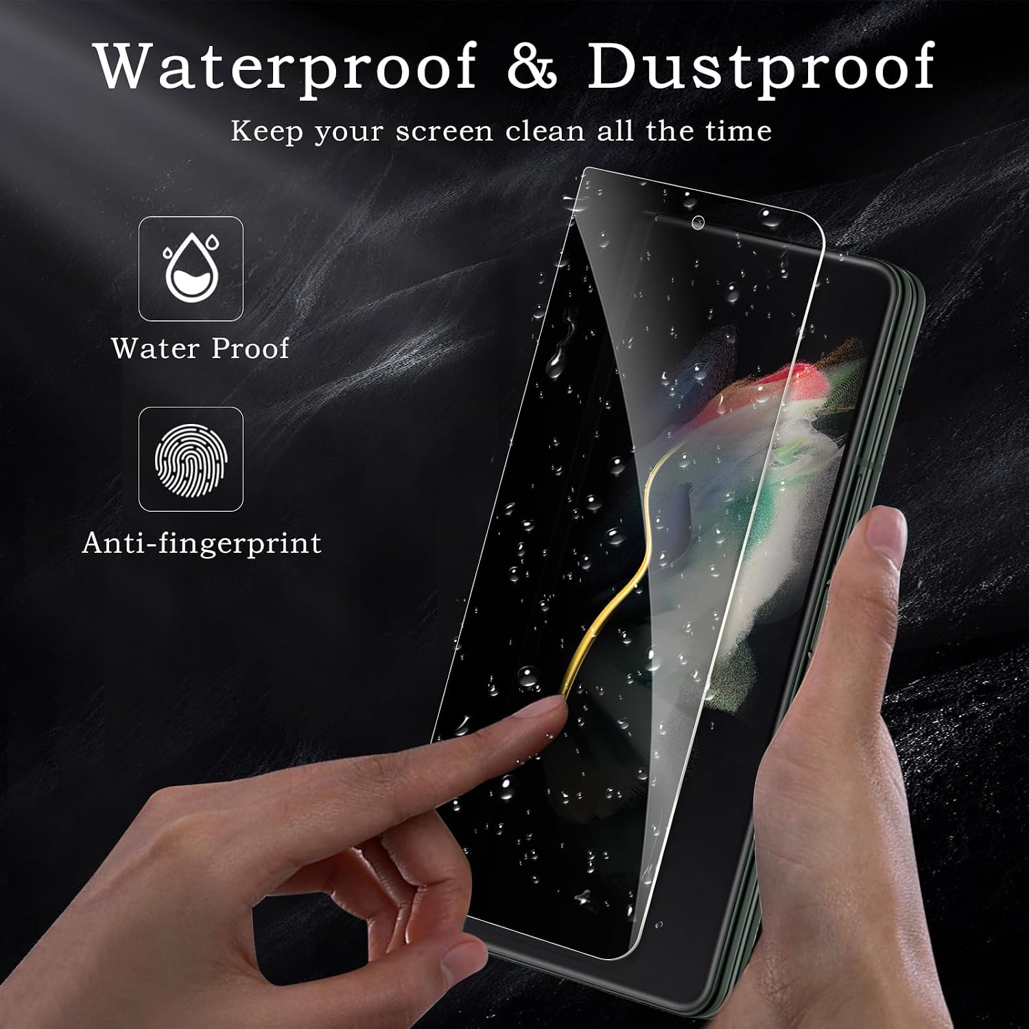 Privacy Screen Protector for Samsung Galaxy Z Fold 3, Shatterproof Tempered Glass Accessories, Tempered Glass Film, Case Friendly Ultra Resistant 9H Hardness Anti-Glare HD Black -3 Pack image 5
