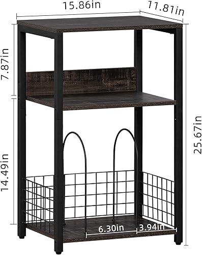Miniatura 5 de LELELINKY Mesa auxiliar de granja, soporte para tocadiscos de 3 niveles con almacenamiento de hasta 100 álbumes, soporte para tocadiscos, color gris