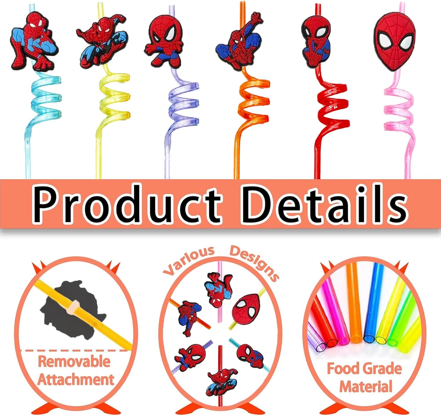30pcs Spider Straws Spider Party Supplies Favors With 2pcs Cleaning Brush Plastic Reusable Straws Birthday Party Supplies For Boys Girls