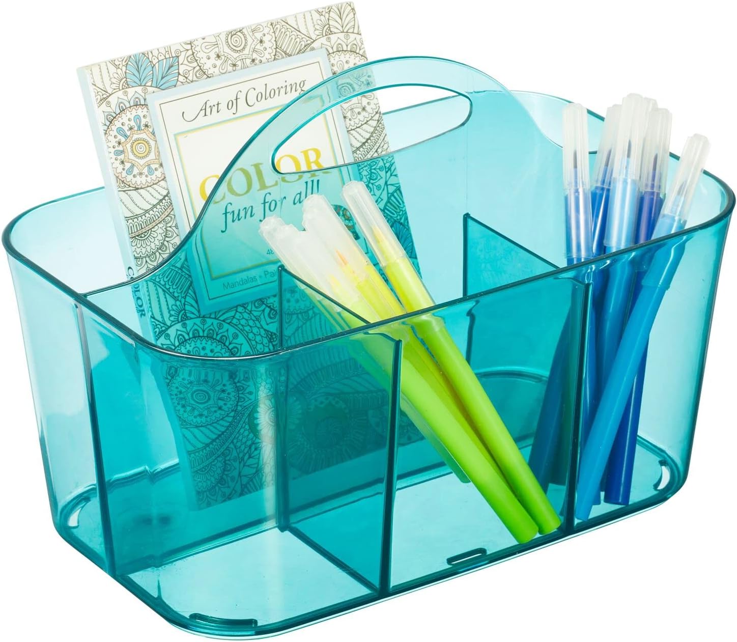 mDesign Plastic Portable Craft Storage Organizer Caddy Tote, Divided Basket Bin with