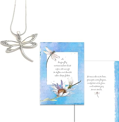 Smiling Wisdom - Set de regalo de libélula de concha de abulón blanco - Tarjeta de felicitación de libélulas de esperanza y alegría - Mujer -