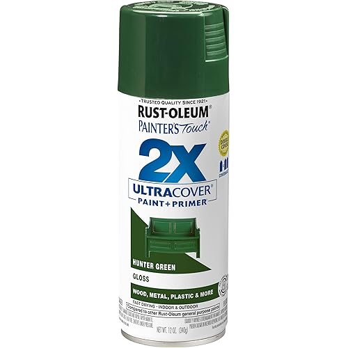 Rust-Oleum 249111 Painter's Touch 2X Ultra Cover Spray Paint, 12 oz, Gloss Hunter Green