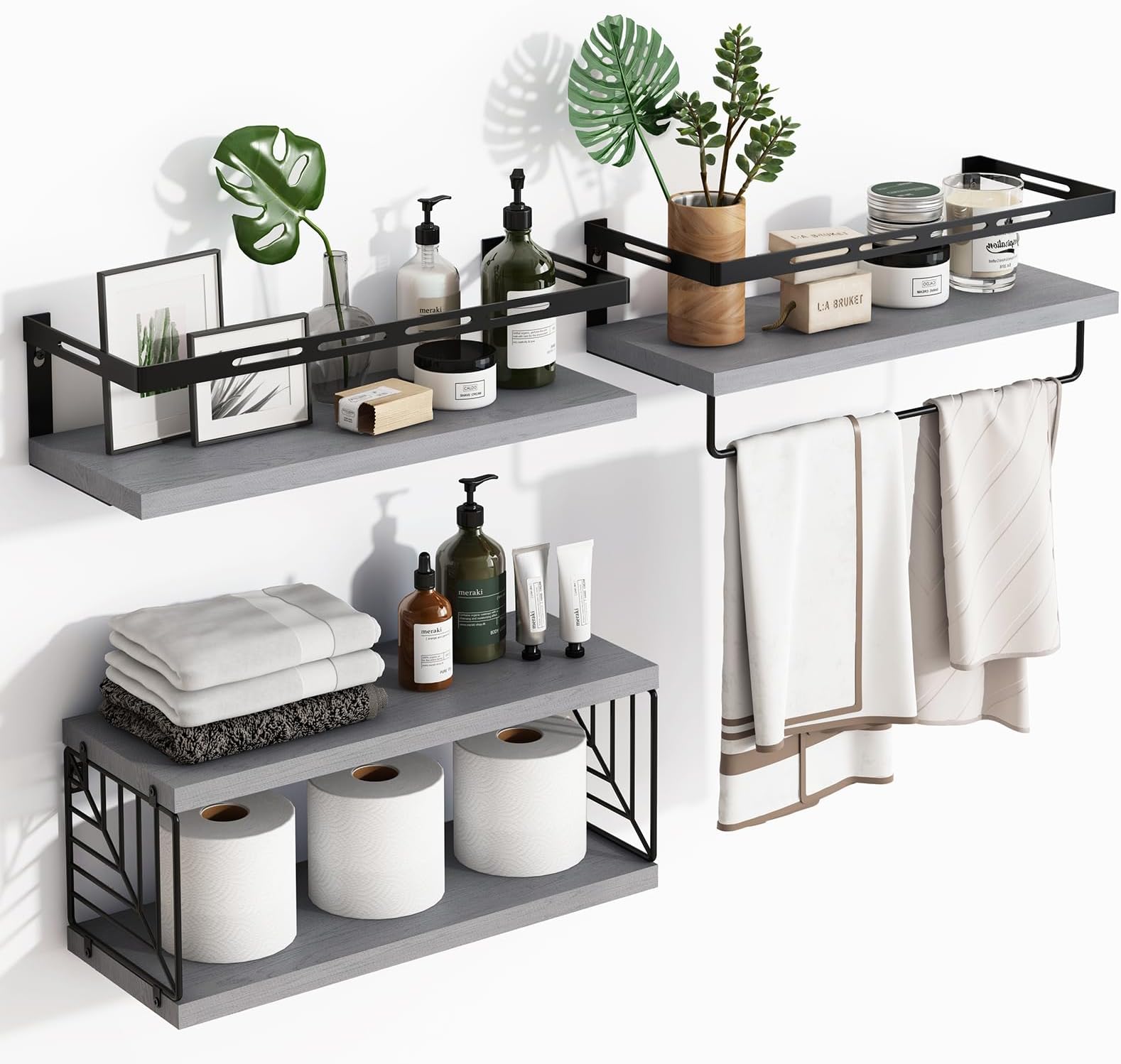 Amazon.com: Fixwal 3+1 Tier Wall Mounted Bathroom Shelves Over Toilet ...