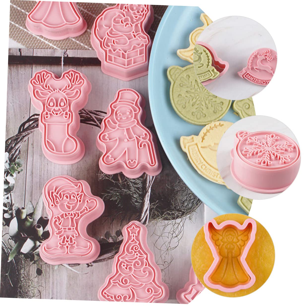 Cabilock 4 Juegos Molde Para Galletas Cortadores De Galletas Sellos Navideños Para Galletas Adornos Navideños Para Galletas Sellos Para Galletas De Fondant Para Fondant Cortadores 8 Uds * 4