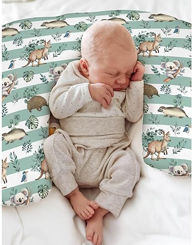 Miniatura 4 de Fundas de almohada de lactancia de animales australianos con hojas tropicales para niños y niñas, Koala rayas verdes, funda de almohada para