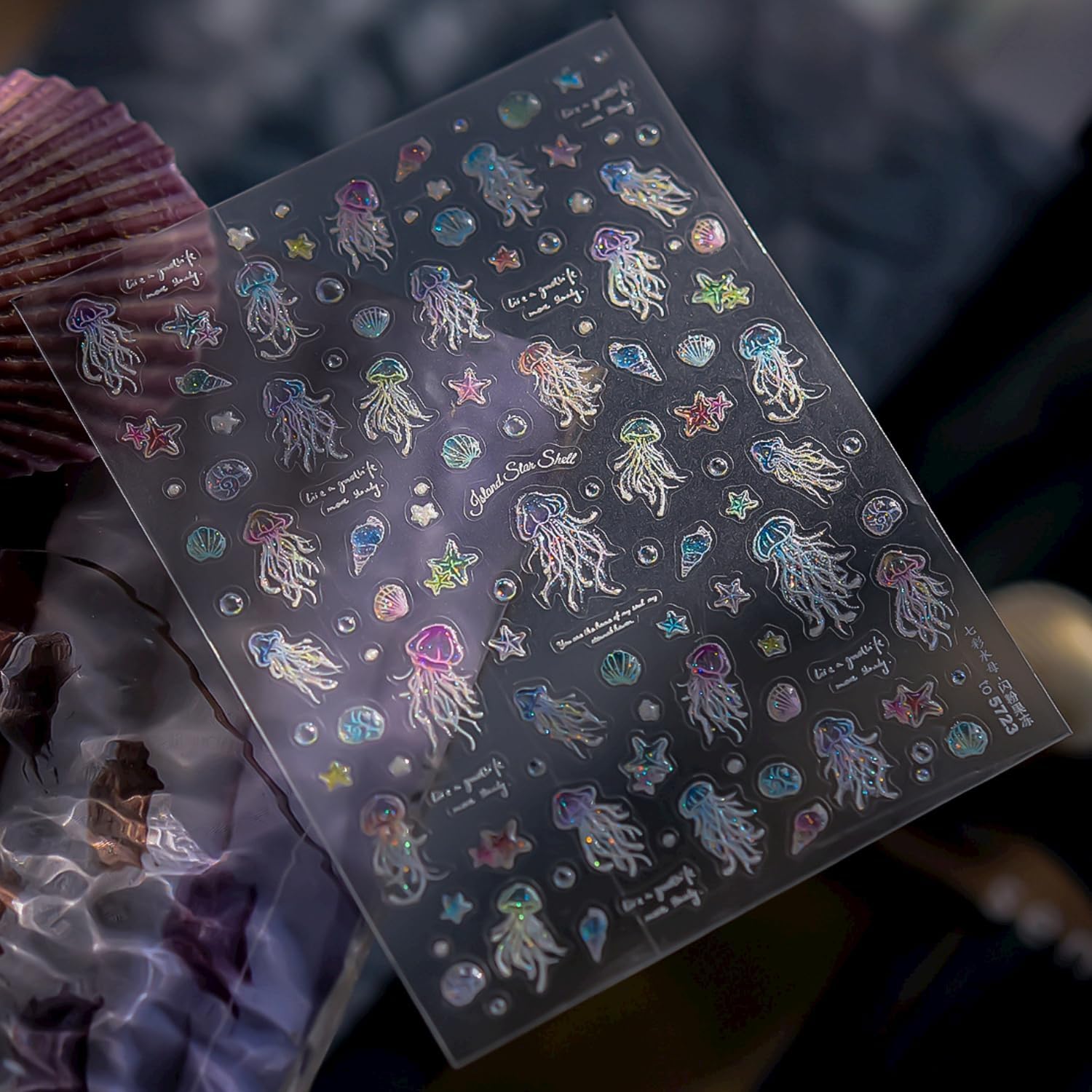 5D Embossed Colorful Jellyfish Nail Art Stickers Summer Nail Stickers for Nail Art Seafish Nail Decals Jellyfish Nail Design Summer Nail Supplies for Women Girls DIY Manicure