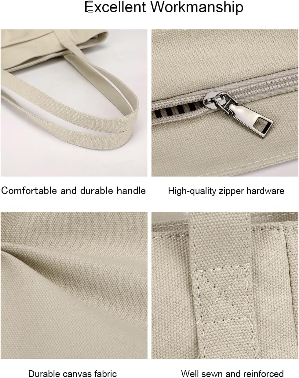zhongningyifeng Women Tote Bag Canvas Casual Top Handle Satchel Large Capacity Handbag with Zipper for Work Travel Shopping - Image 5