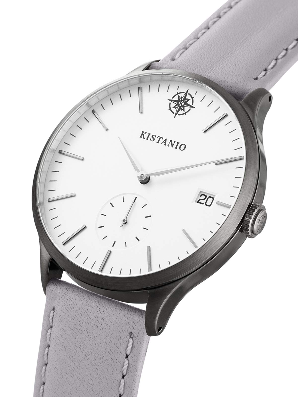Stratolis STR-40-032 - Reloj de pulsera analógico para hombre con correa de piel y cristal de zafiro, color plateado