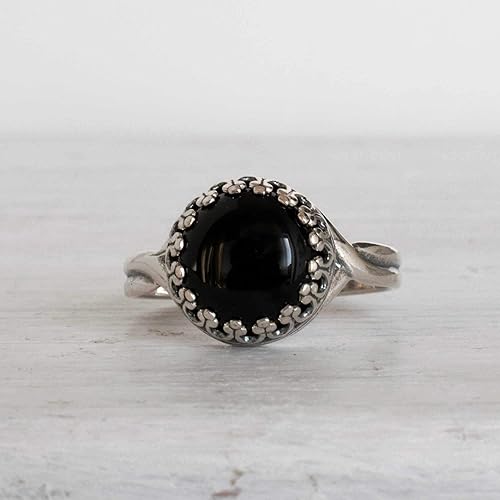 Miniatura 4 de 925 Sterling Silver Natural Onyx Ring - Vintage Style Leo December Birthstone Genuine Black Gemstone Sizable Ring - Handmade Jewelry Present For Her