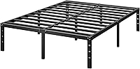 Vista 9 de Base de cama de plataforma de metal de 14 pulgadas de alto, no necesita somier, cama de tamaño completo con listones de soporte resistentes
