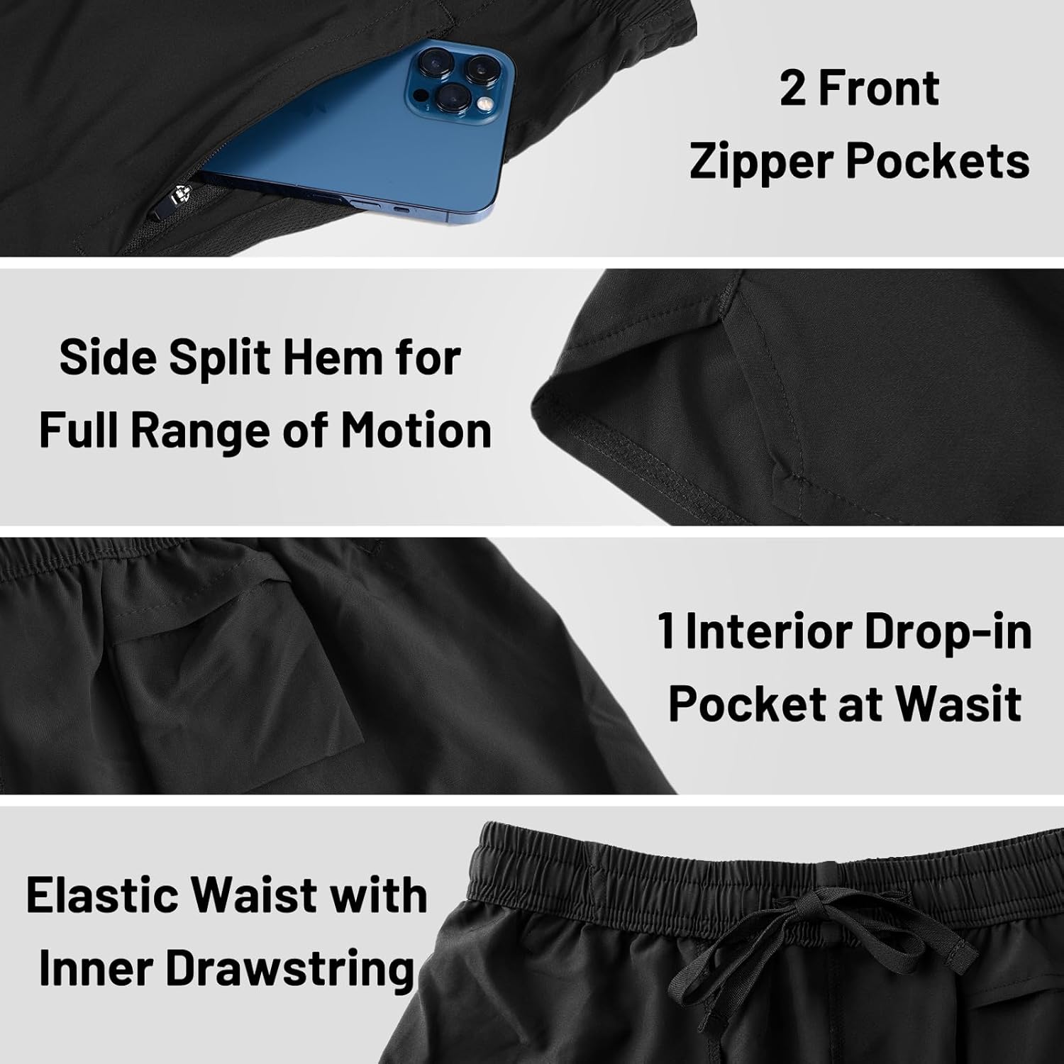 MIER Men's Workout Running Shorts Quick Dry Active 5 Inches Shorts with Pockets, Lightweight, Breathable - Image 3