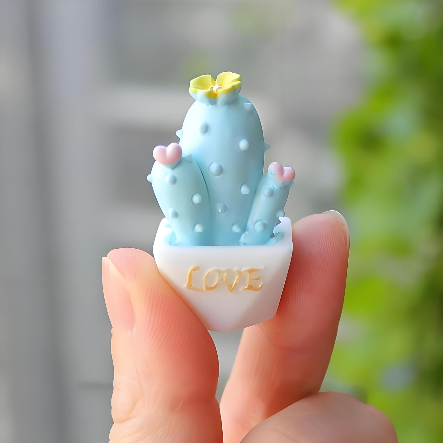5Pcs Mini Resin Cactus Figurines – Cute Micro Landscape Ornaments for Garden, Living Room, Office, Automotive Interior Decoration, DIY Desktop Decor,Fun Collectible Home & Party Decoration（Light Blue） image 3