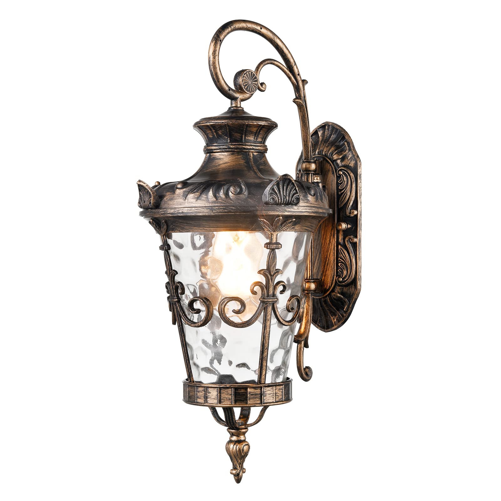 Exterior Wall Light Fixture Retro Gold Sconces Wall Lighting 22.76" H Waterproof Aluminium with Glass Outdoor Lantern for Front Porch Patio Garage Hallway Doorway