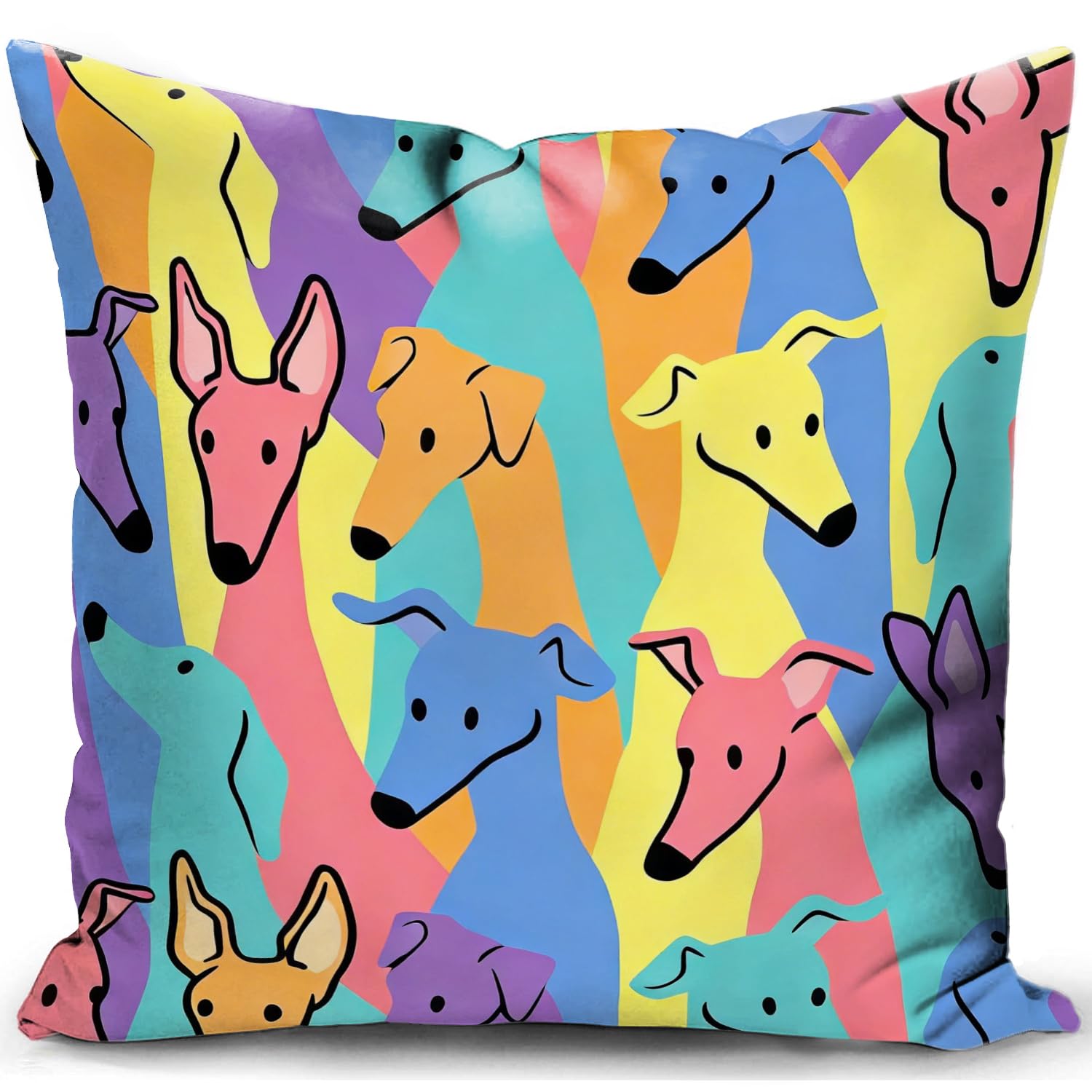 KUNQIAN Greyhounds Cushion Covers Whippet Gifts for Women Colorful Ornaments Decor Pillow Cover Gifts for Dog Lovers Decorations Home Livingroom Couch Sofa 18"x18"(45x45cm)