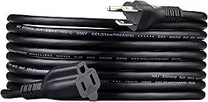 Amazon Basics Extension Cord, 15 Ft, 3 Prong Outlet Extender, Indoor Extension Cord, 13 Amps, 125V, Black