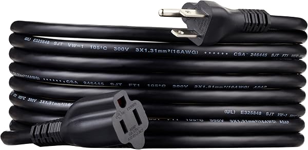 Amazon Basics 15ft Black Extension Cord