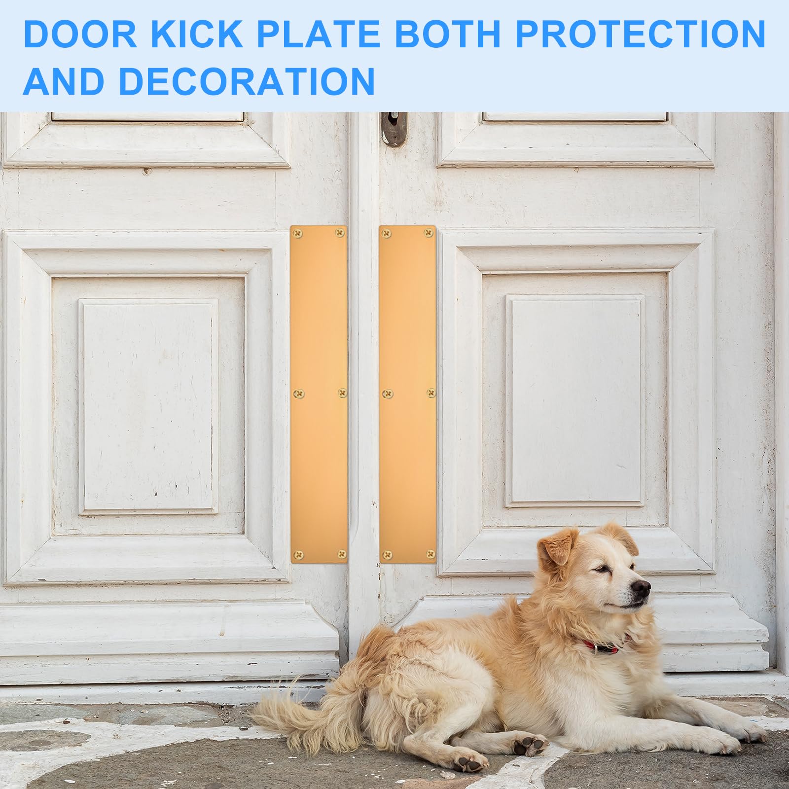 sourcing map 2pcs Placas de Protección para Puertas 4 x 16 Pulgadas de Aluminio para Puertas Exteriores Delanteras O Traseras Evita Que La Puerta Sea Golpeada Color Dorado