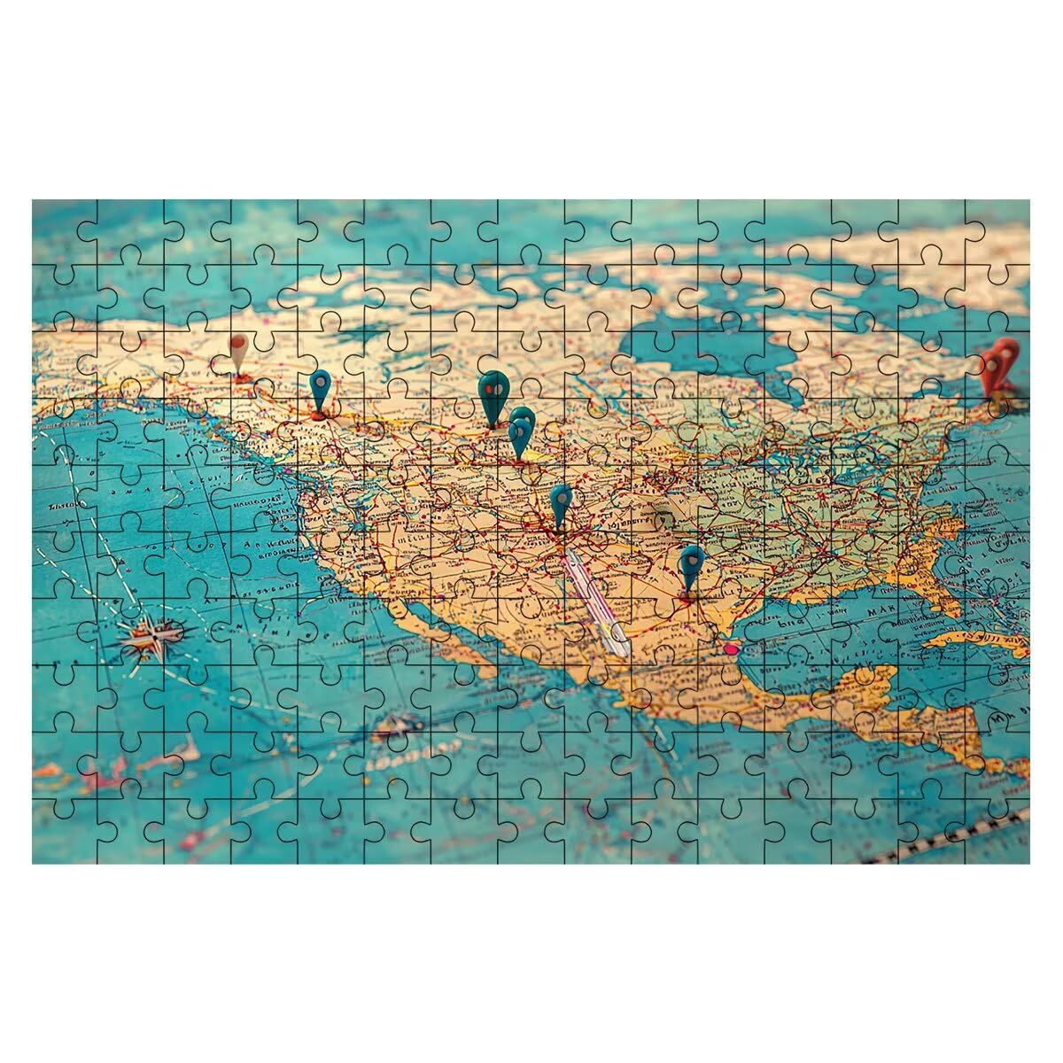 Puzzle 5000 elementów dla dorosłych, puzzle 5000 elementów retro, mapa puzzli dla dorosłych z wykwintnym pudełkiem do pakowania, gry edukacyjne, duże drewniane puzzle na prezent dla kobiet, dekoracja
